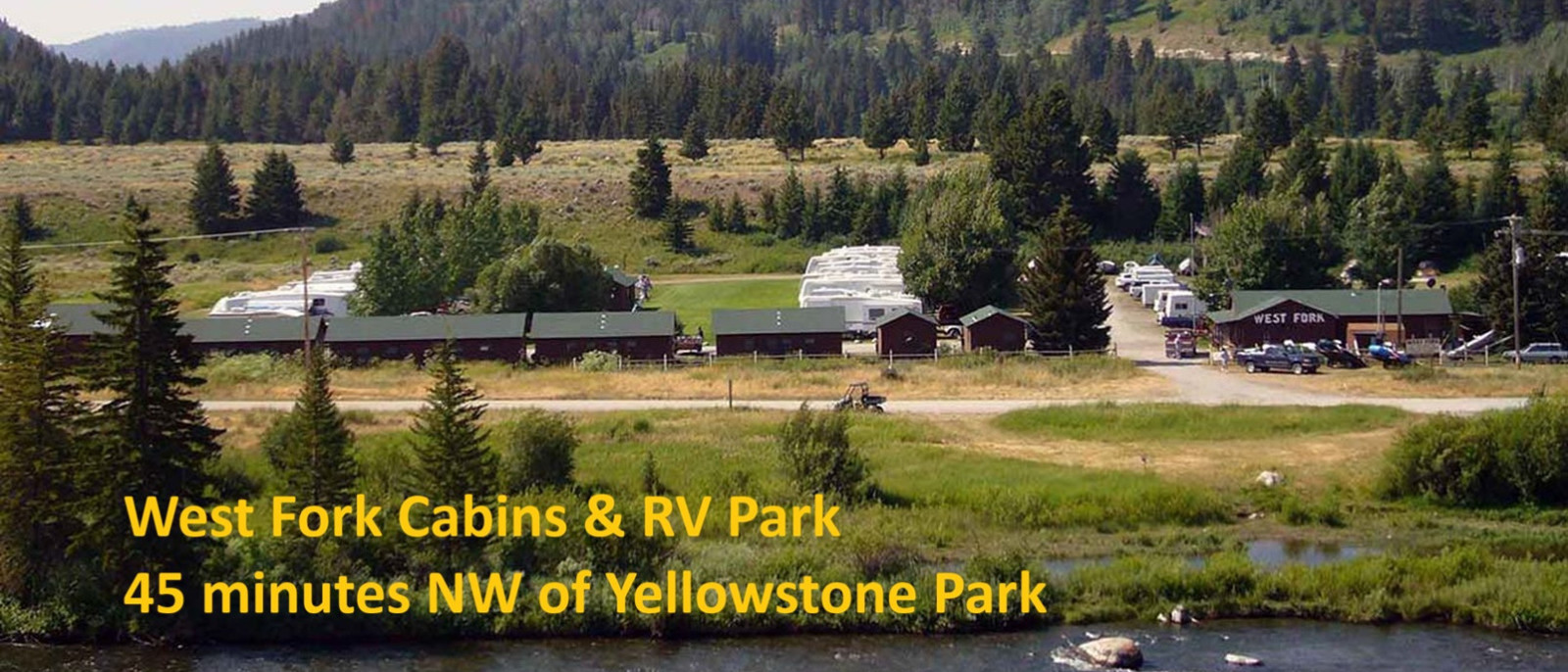 Just 10 miles downstream of Quake Lake (near 3-Dollar Bridge), our warm modern cabins sit along the Madison River with upgraded amenities, store & raft rentals. Offering lodging & guided trips packages. Yellowstone Park is just 30 minutes away. Save $75/100 night vs. West Yellowstone.