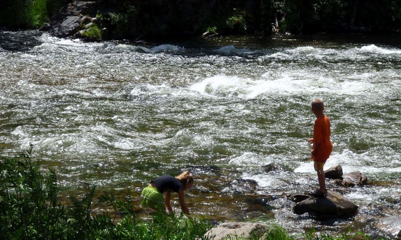 Kids Playing on Madison River near Ennis